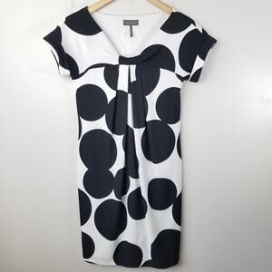 Kristin Davis Womens Sheath Dress Black & White Polka Dot Size 2